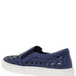 Navy Leather Woven Sneaker