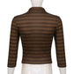 Goth Print V-Neck Stripe Top – Dark Academia Techwear