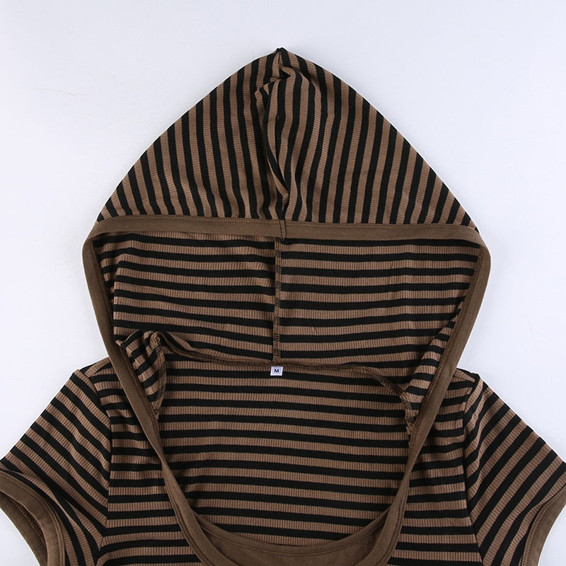 Goth Print V-Neck Stripe Top – Dark Academia Techwear