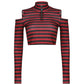 Goth Print V-Neck Stripe Top – Dark Academia Techwear