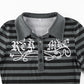 Goth Print V-Neck Stripe Top – Dark Academia Techwear
