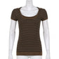 Goth Print V-Neck Stripe Top – Dark Academia Techwear