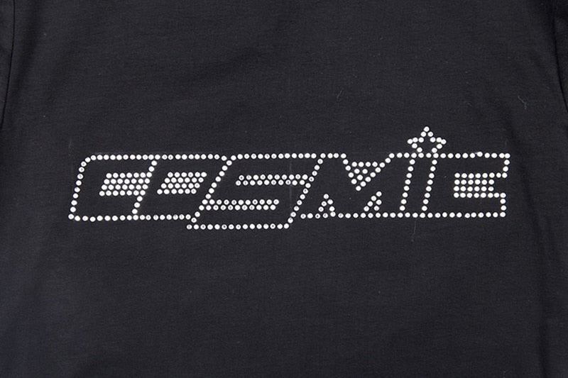 Women’s Punk Rhinestone Spider Goth Crop T-Shirt – Y2K Style