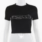 Women’s Punk Rhinestone Spider Goth Crop T-Shirt – Y2K Style