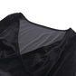 Women’s Gothic Lace Hollow-Out Crop Top – V-Neck, Long Sleeve