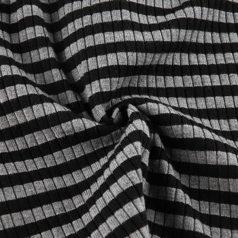 Goth Print V-Neck Stripe Top – Dark Academia Techwear
