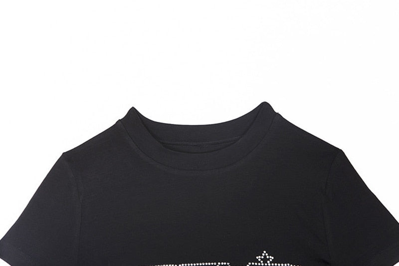 Women’s Punk Rhinestone Spider Goth Crop T-Shirt – Y2K Style