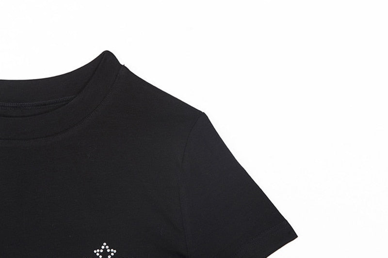 Women’s Punk Rhinestone Spider Goth Crop T-Shirt – Y2K Style