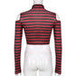 Goth Print V-Neck Stripe Top – Dark Academia Techwear