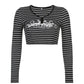 Goth Print V-Neck Stripe Top – Dark Academia Techwear