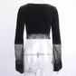 Women’s Gothic Lace Hollow-Out Crop Top – V-Neck, Long Sleeve