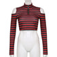 Goth Print V-Neck Stripe Top – Dark Academia Techwear
