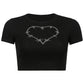 Women’s Punk Rhinestone Spider Goth Crop T-Shirt – Y2K Style