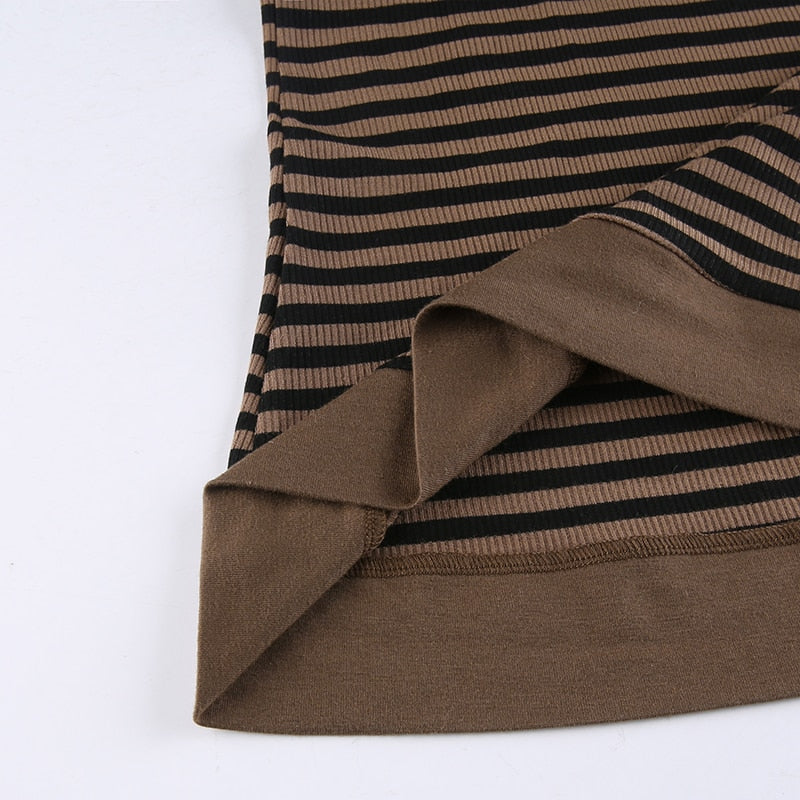 Goth Print V-Neck Stripe Top – Dark Academia Techwear