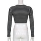 Goth Print V-Neck Stripe Top – Dark Academia Techwear