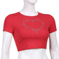 Women’s Punk Rhinestone Spider Goth Crop T-Shirt – Y2K Style