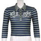 Goth Print V-Neck Stripe Top – Dark Academia Techwear