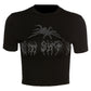 Women’s Punk Rhinestone Spider Goth Crop T-Shirt – Y2K Style