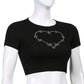 Women’s Punk Rhinestone Spider Goth Crop T-Shirt – Y2K Style