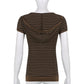 Goth Print V-Neck Stripe Top – Dark Academia Techwear