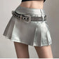 Hip-hop Pleated PU Leather Pleated Skirt