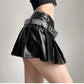 Hip-hop Pleated PU Leather Pleated Skirt