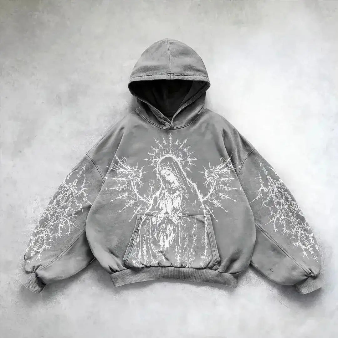 Harajuku hoodie dark punk print hoodies women oversized sweatshirt goth new couples y2k tops goth streetwear gothic clothes