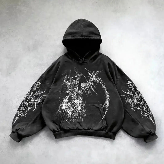 Harajuku hoodie dark punk print hoodies women oversized sweatshirt goth new couples y2k tops goth streetwear gothic clothes