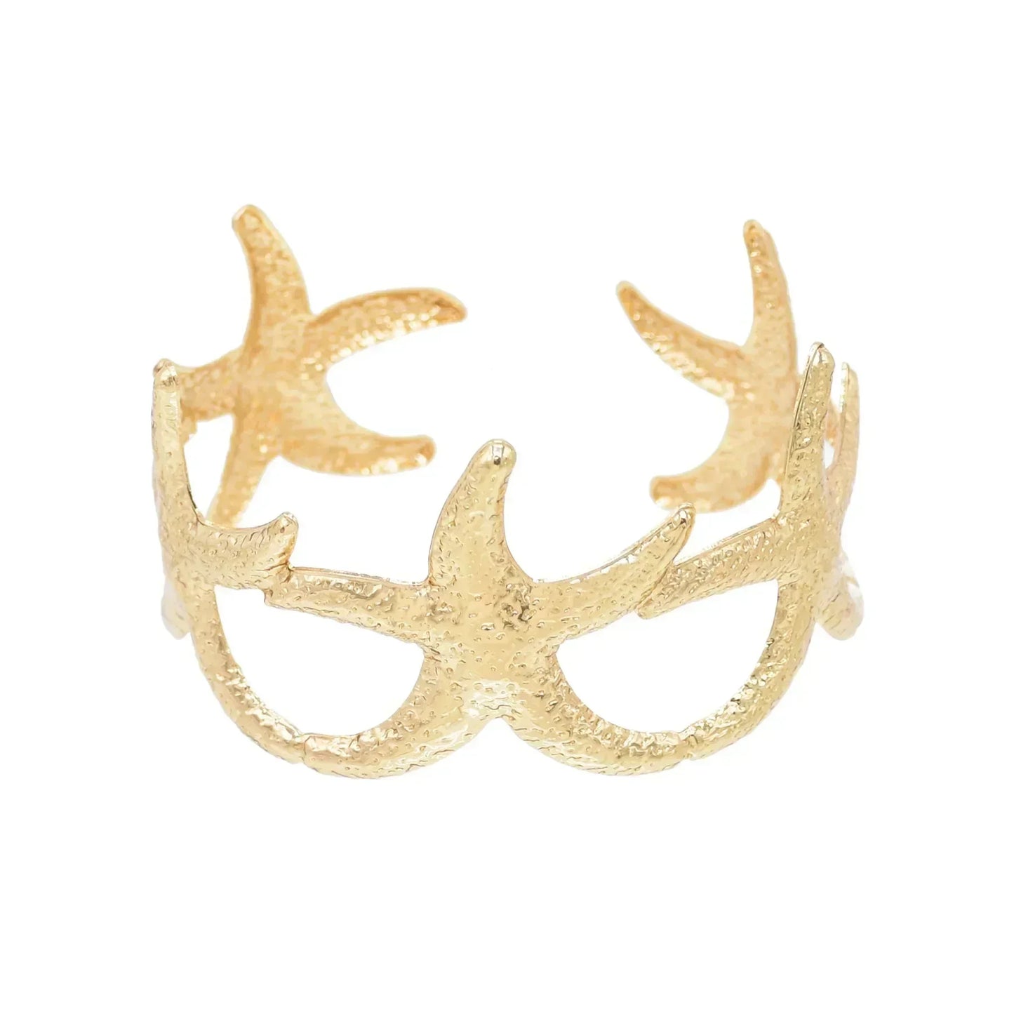 Golden Alloy 2-Starfish Arm Bracelet – Women’s Summer Accessory