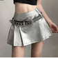 Hip-hop Pleated PU Leather Pleated Skirt