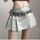 Hip-hop Pleated PU Leather Pleated Skirt