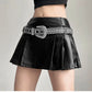 Hip-hop Pleated PU Leather Pleated Skirt