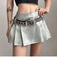 Hip-hop Pleated PU Leather Pleated Skirt