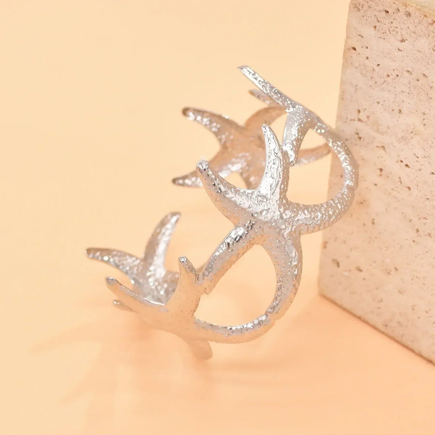 Golden Alloy 2-Starfish Arm Bracelet – Women’s Summer Accessory
