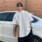 Men’s Spliced O-Neck Short Sleeve T-Shirt – Oversized Streetwear