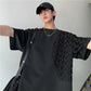 Men’s Spliced O-Neck Short Sleeve T-Shirt – Oversized Streetwear
