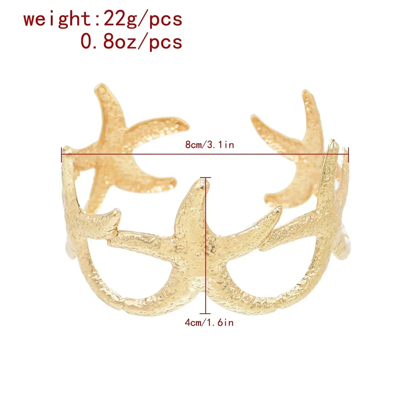 Golden Alloy 2-Starfish Arm Bracelet – Women’s Summer Accessory