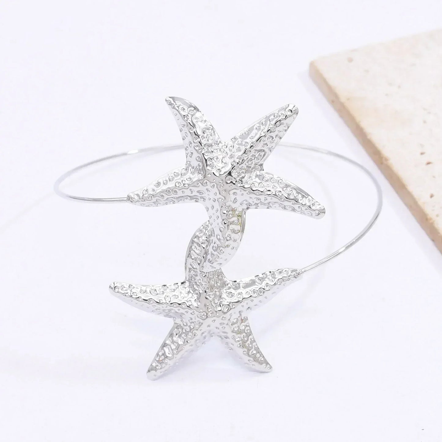 Golden Alloy 2-Starfish Arm Bracelet – Women’s Summer Accessory