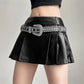 Hip-hop Pleated PU Leather Pleated Skirt