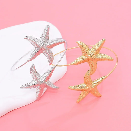 Golden Alloy 2-Starfish Arm Bracelet – Women’s Summer Accessory