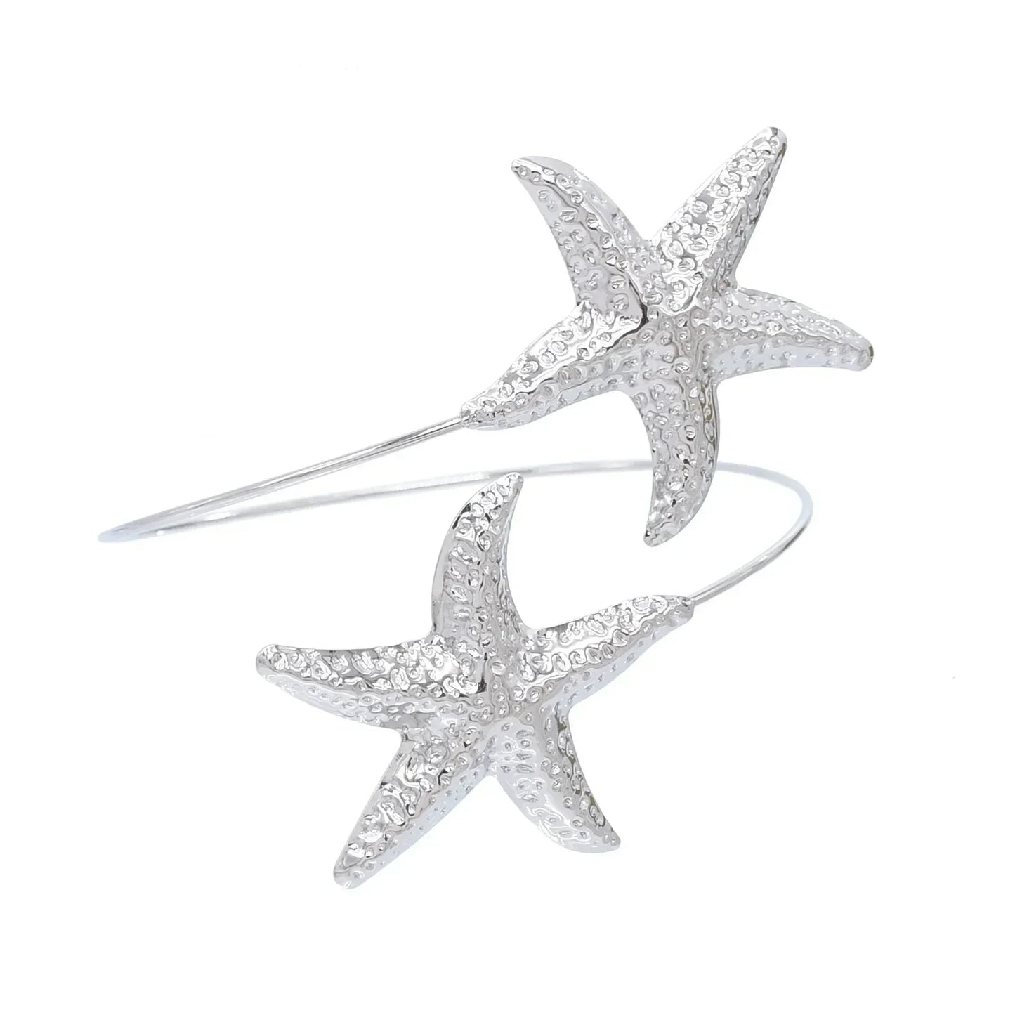 Golden Alloy 2-Starfish Arm Bracelet – Women’s Summer Accessory