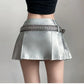 Hip-hop Pleated PU Leather Pleated Skirt