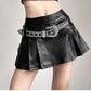 Hip-hop Pleated PU Leather Pleated Skirt