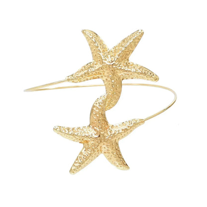 Golden Alloy 2-Starfish Arm Bracelet – Women’s Summer Accessory