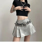 Hip-hop Pleated PU Leather Pleated Skirt
