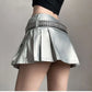 Hip-hop Pleated PU Leather Pleated Skirt