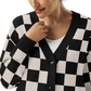 Checkers and Cream Knit Cardigan
