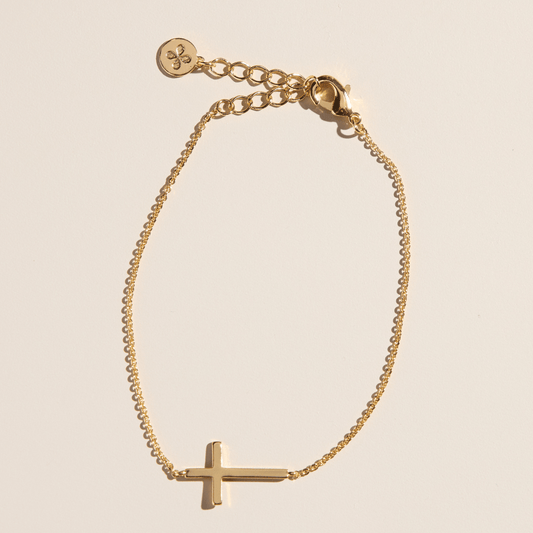 Gold Sideways Cross Bracelet