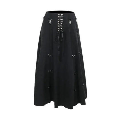 Gothic High Waist Ruffle Skirt – Punk Grunge Corset A-Line Skirt