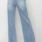 Risen Double Button Wide Jeans